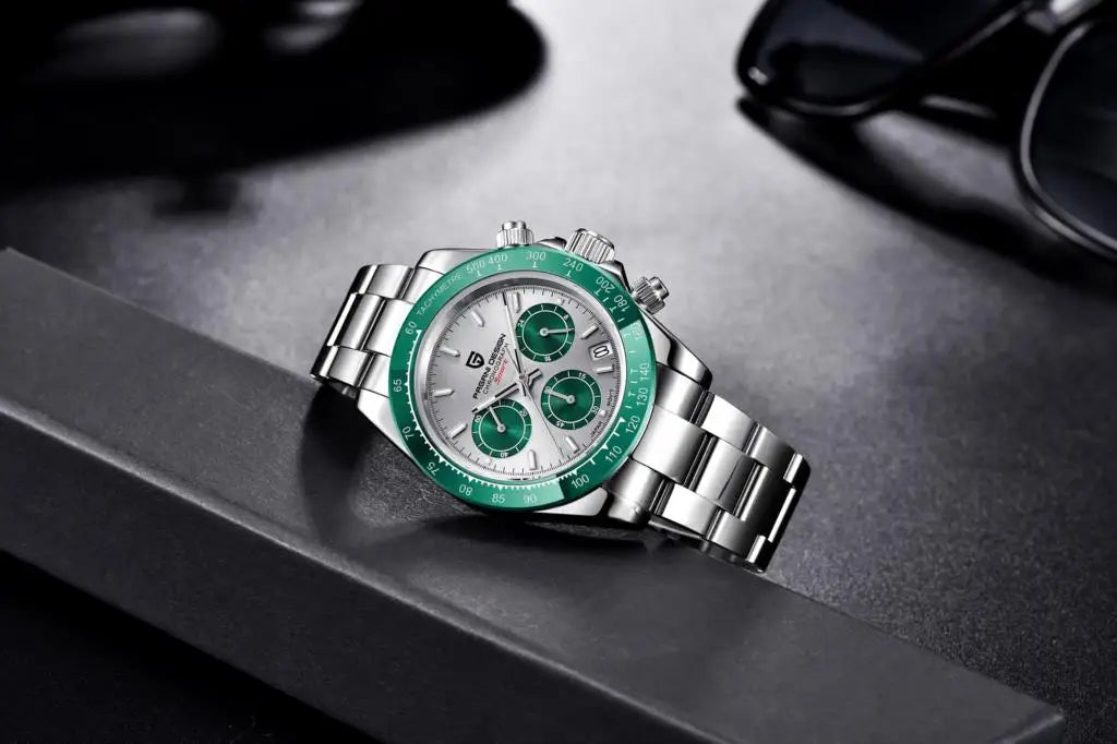 PAGANI DESIGN PD1644 Men's VK63 Quartz Chronograph Watch Sapphire Glass Stainless Steel 100M Waterproof Sport Wristwatch