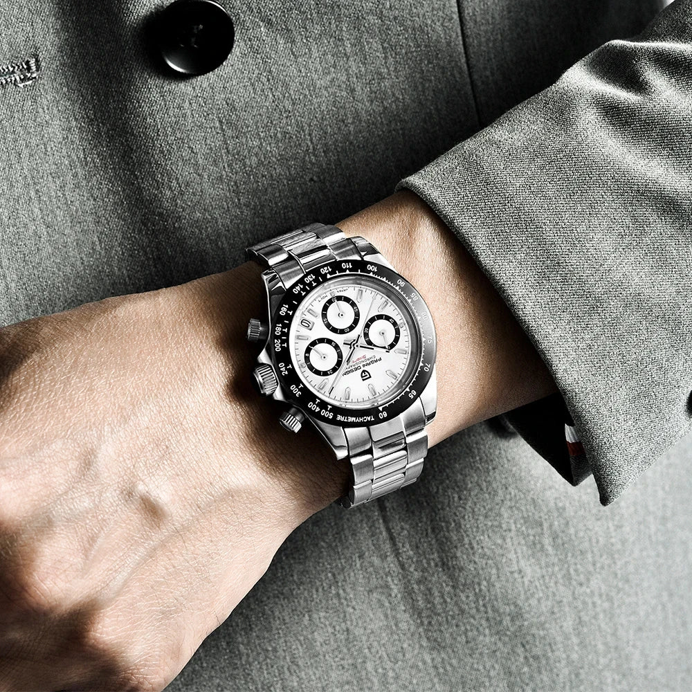 PAGANI DESIGN PD1644 Men's VK63 Quartz Chronograph Watch Sapphire Glass Stainless Steel 100M Waterproof Sport Wristwatch